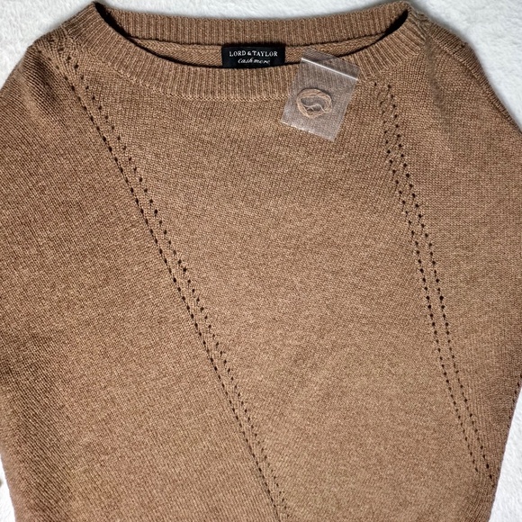 Lord & Taylor 100% Cashmere Sweater Relaxed Fit Caramel/Camel Tan Women's XS/S - Picture 7 of 13
